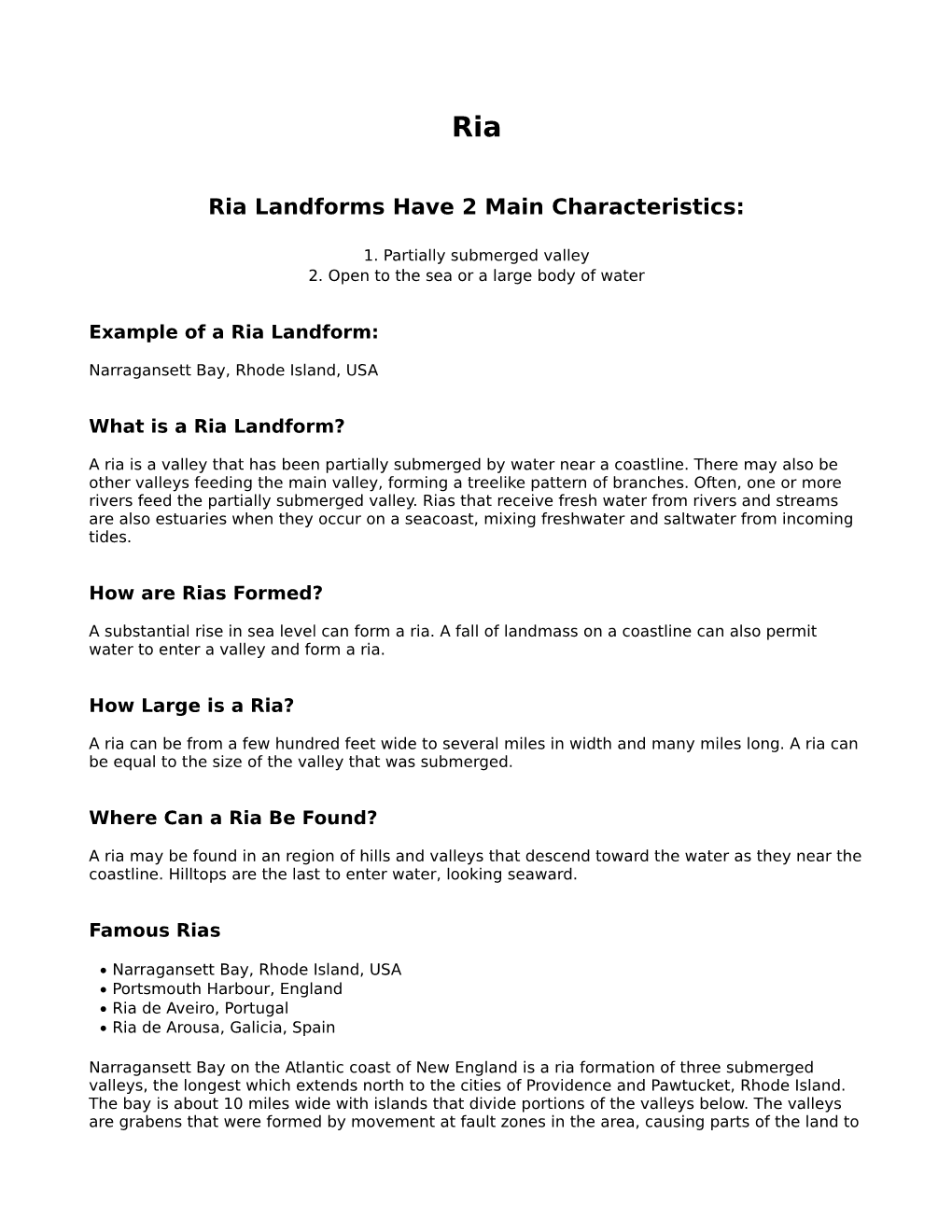 Ria Landforms Have 2 Main Characteristics
