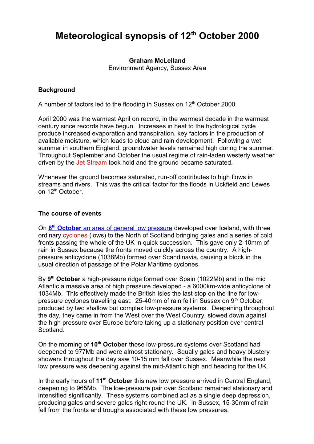 METEOROLOGICAL SYNOPSIS of 12Th OCTOBER 2000