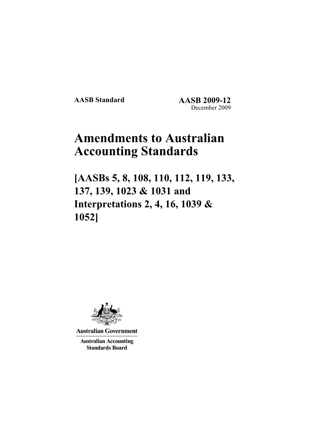Amendments to Australian Accounting Standards