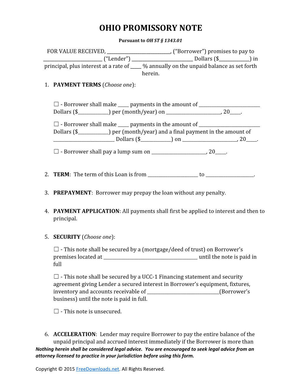 Ohiopromissory Note