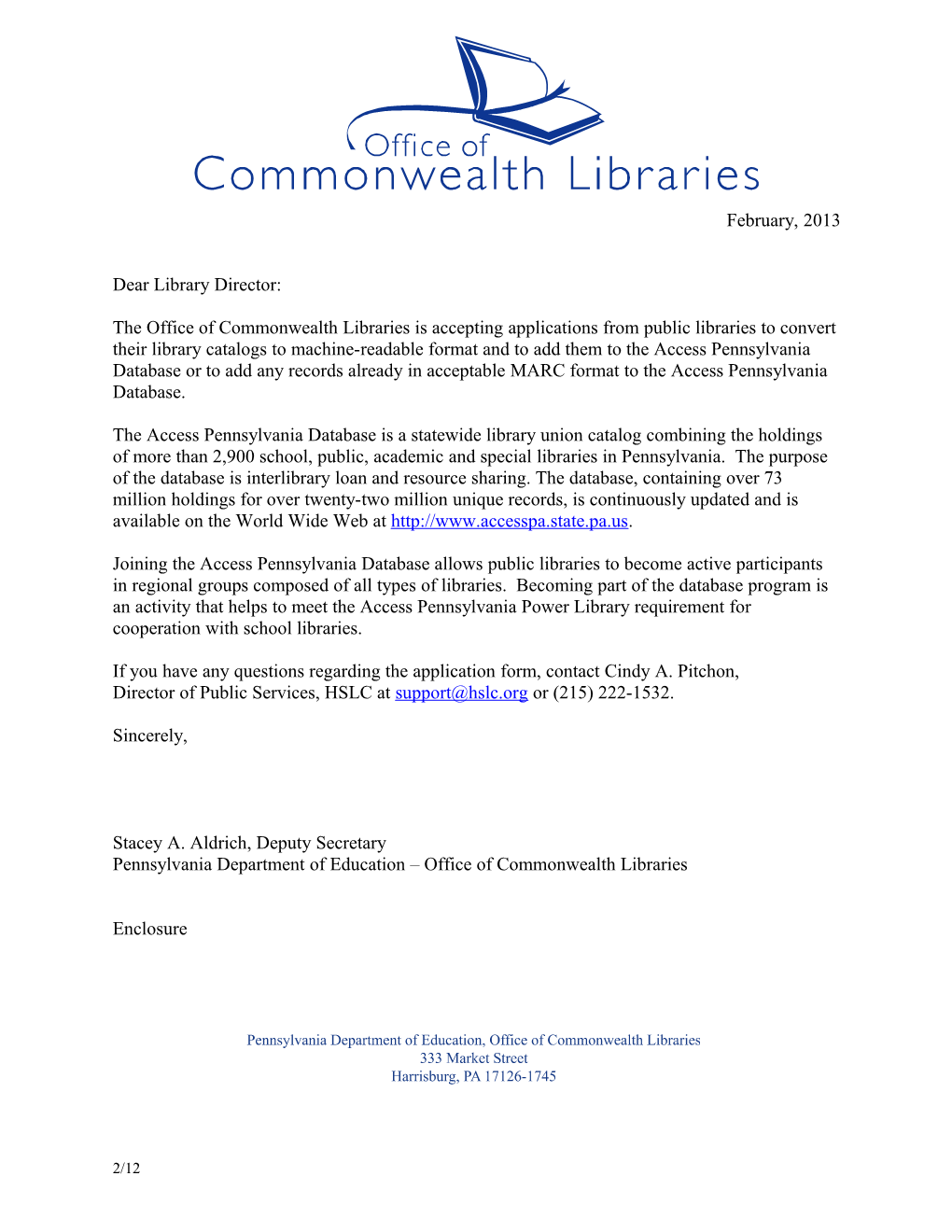 The Office of Commonwealth Libraries Is Accepting Applications from Public Libraries to Convert