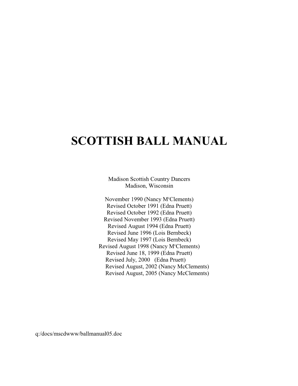 Scottish Ball Manual
