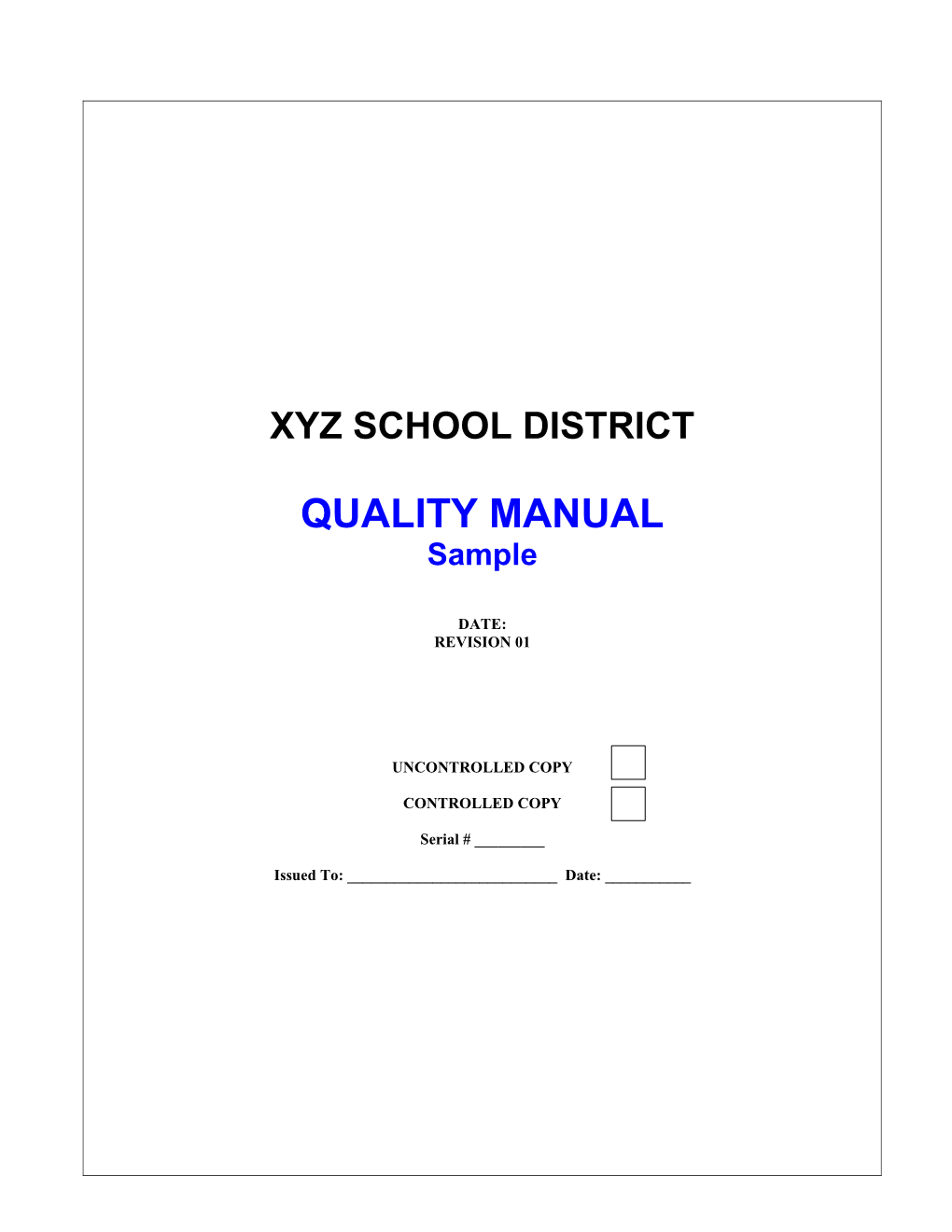 ISO 9001 Quality Manual for Schools