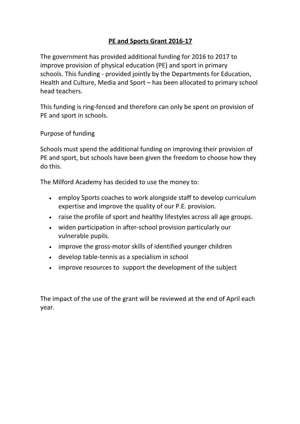 Sports Grant Report 2013-14