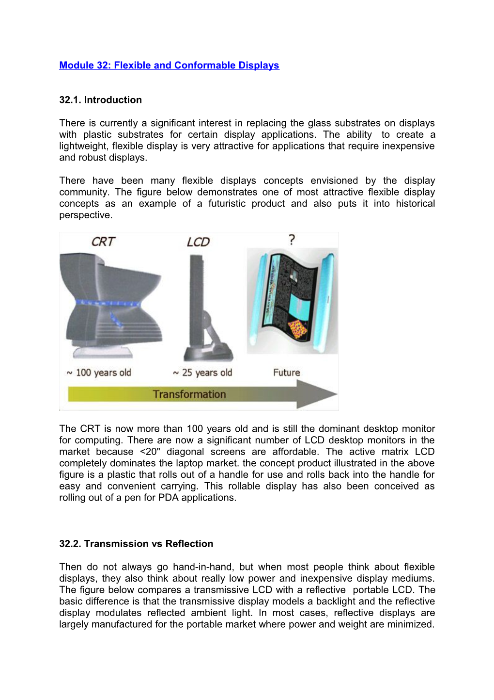 Module 32: Flexible and Conformable Displays