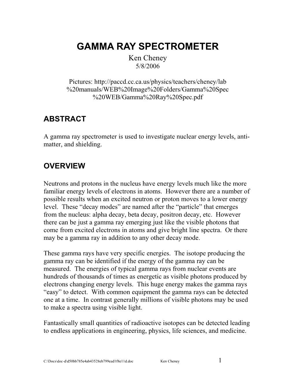 Gamma Ray Spec