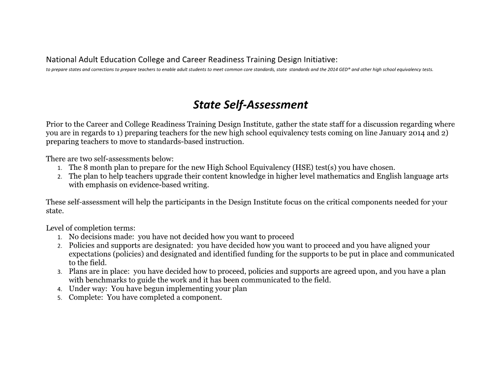 State Self-Assessment