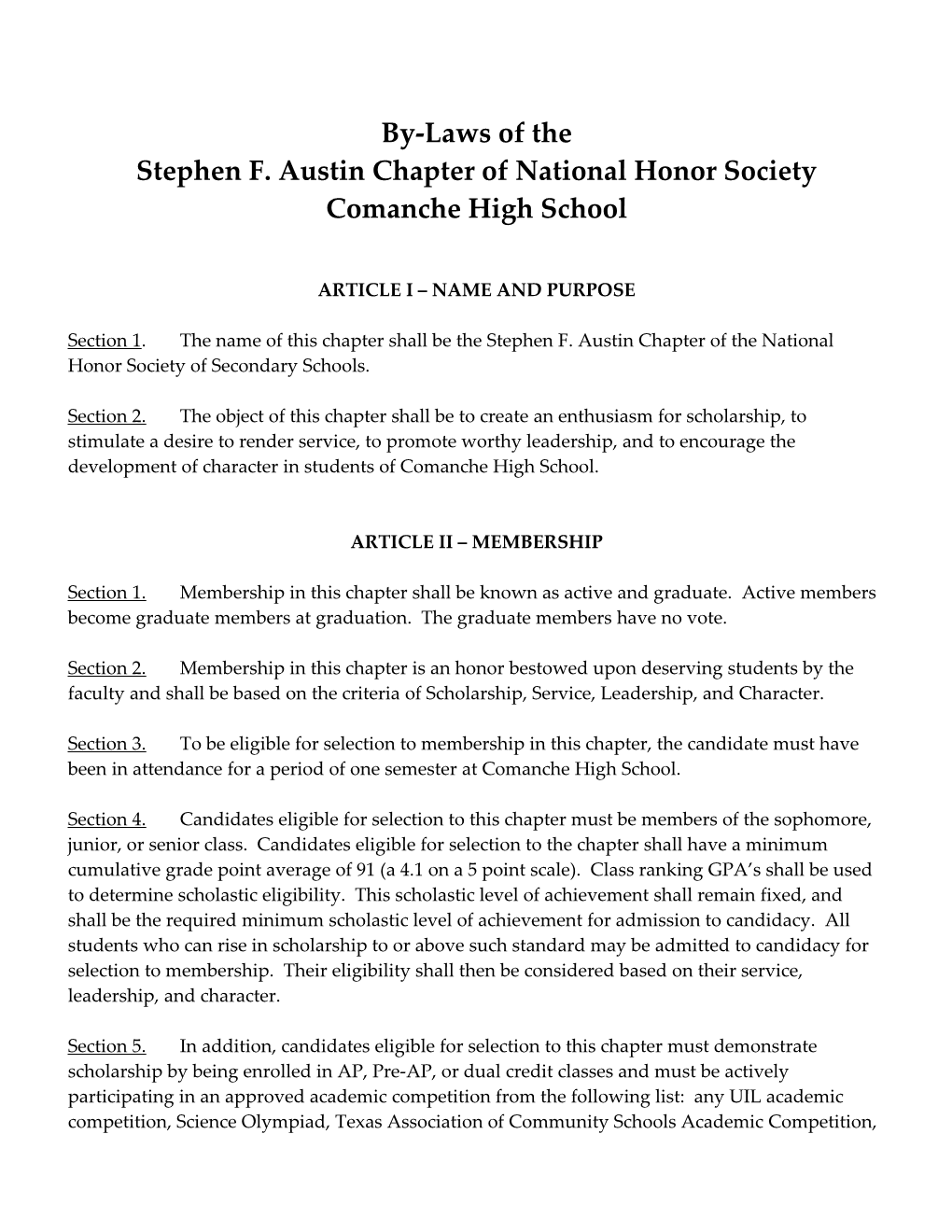 Stephen F. Austin Chapter of National Honor Society