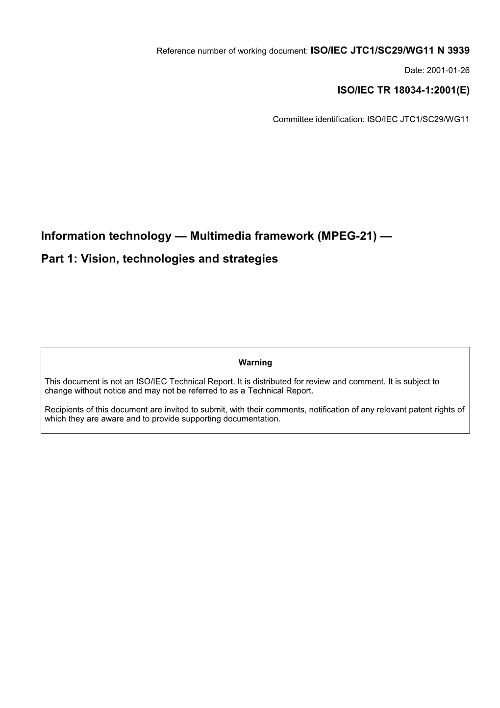 Proposed Draft Technical Report Study Version 2