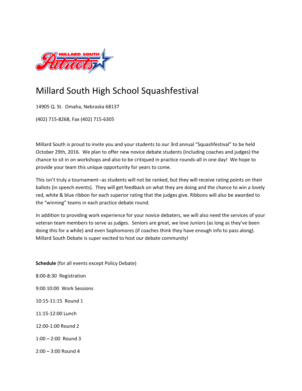 Millard South High Schoolsquashfestival