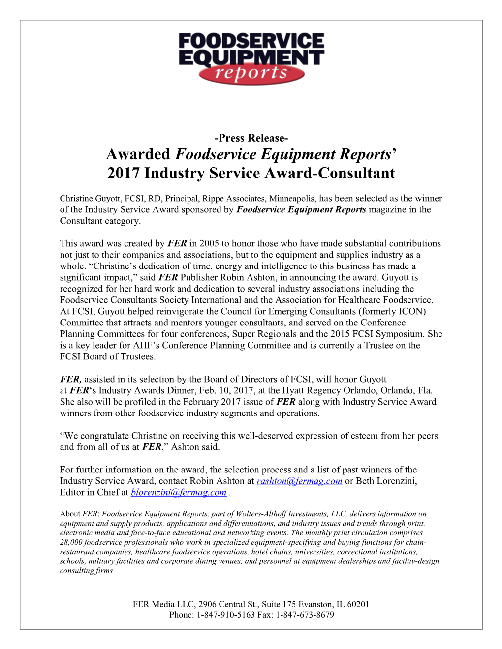Awarded Foodservice Equipment Reports