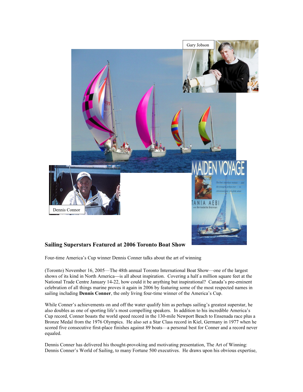 Sailing Superstars Featured at 2006 Toronto Boat Show