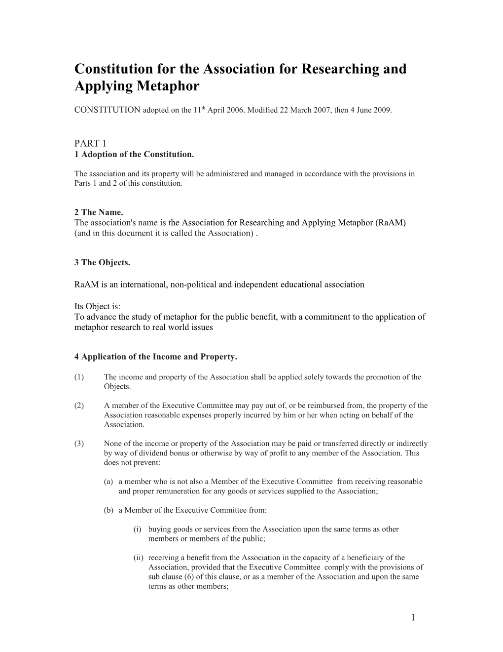 GD3 - Model Constitution for a Charitable