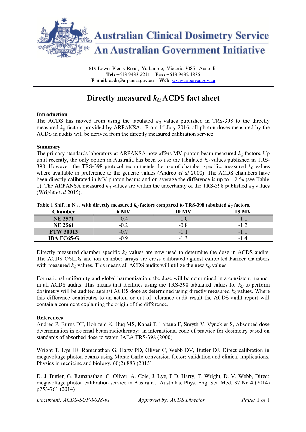 Directly Measured Kq ACDS Fact Sheet