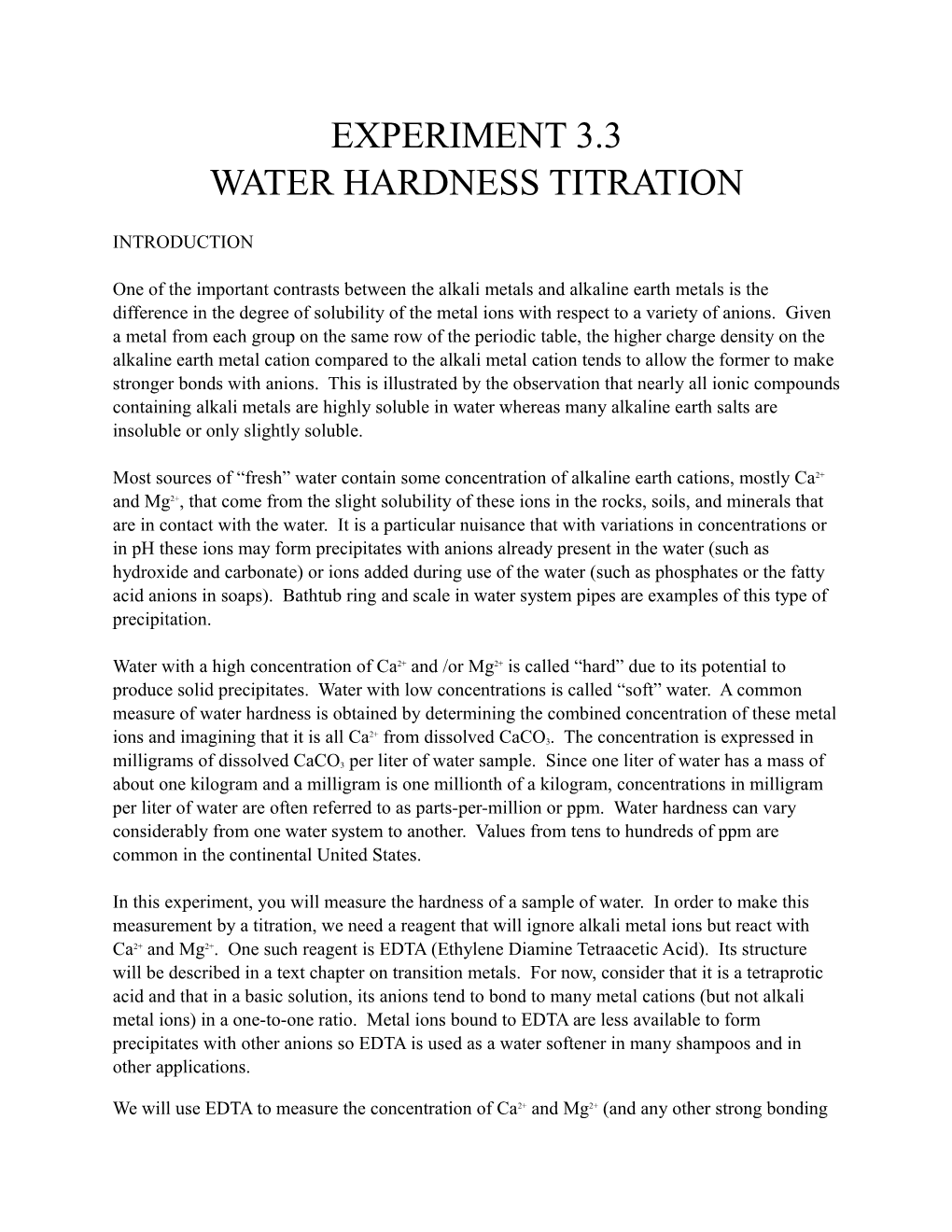 Water Hardness Titration
