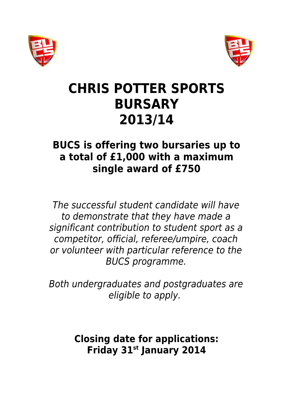 Chris Potter Sports Bursary