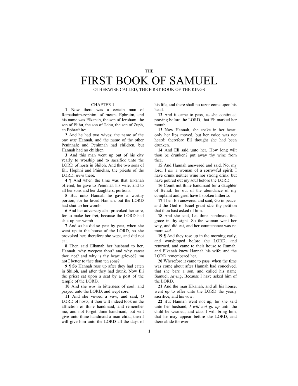 The Book of 1 Samuel