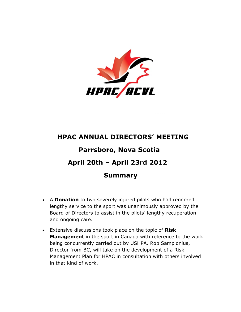 Hpac Annual Directors Meeting