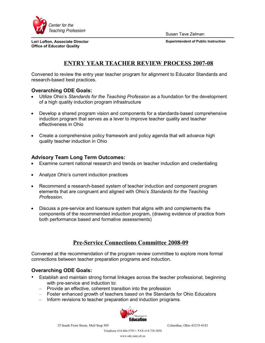Entry Year Teacher Review Process 2007-08