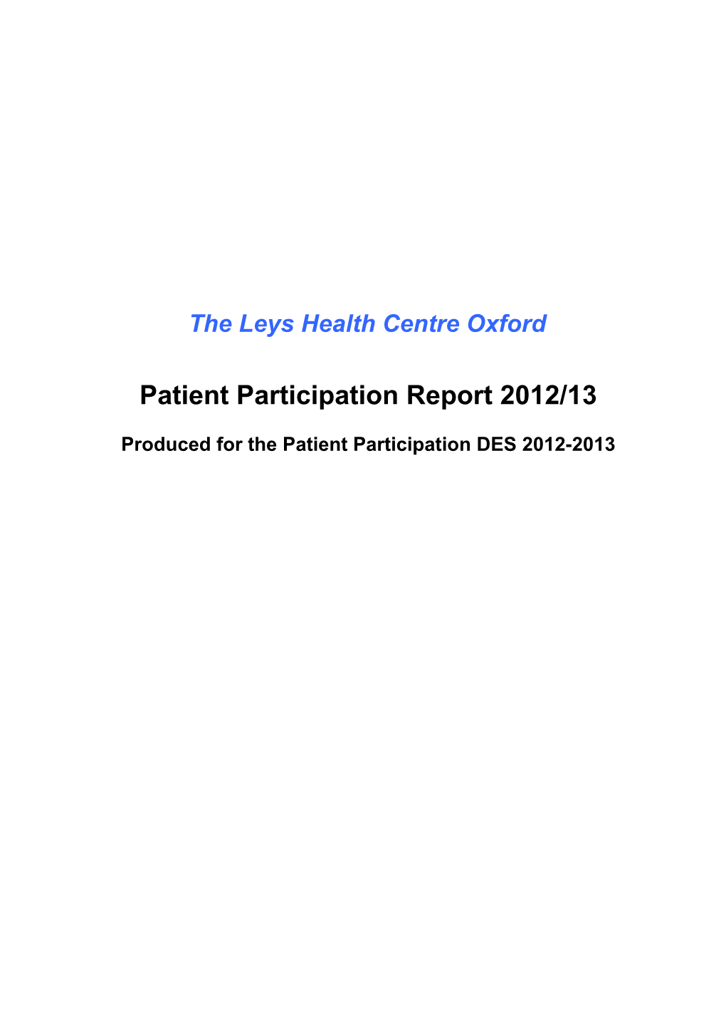 The Leys Health Centre Oxford