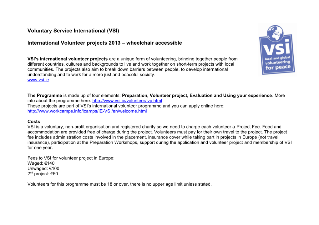 Voluntary Service International (VSI)