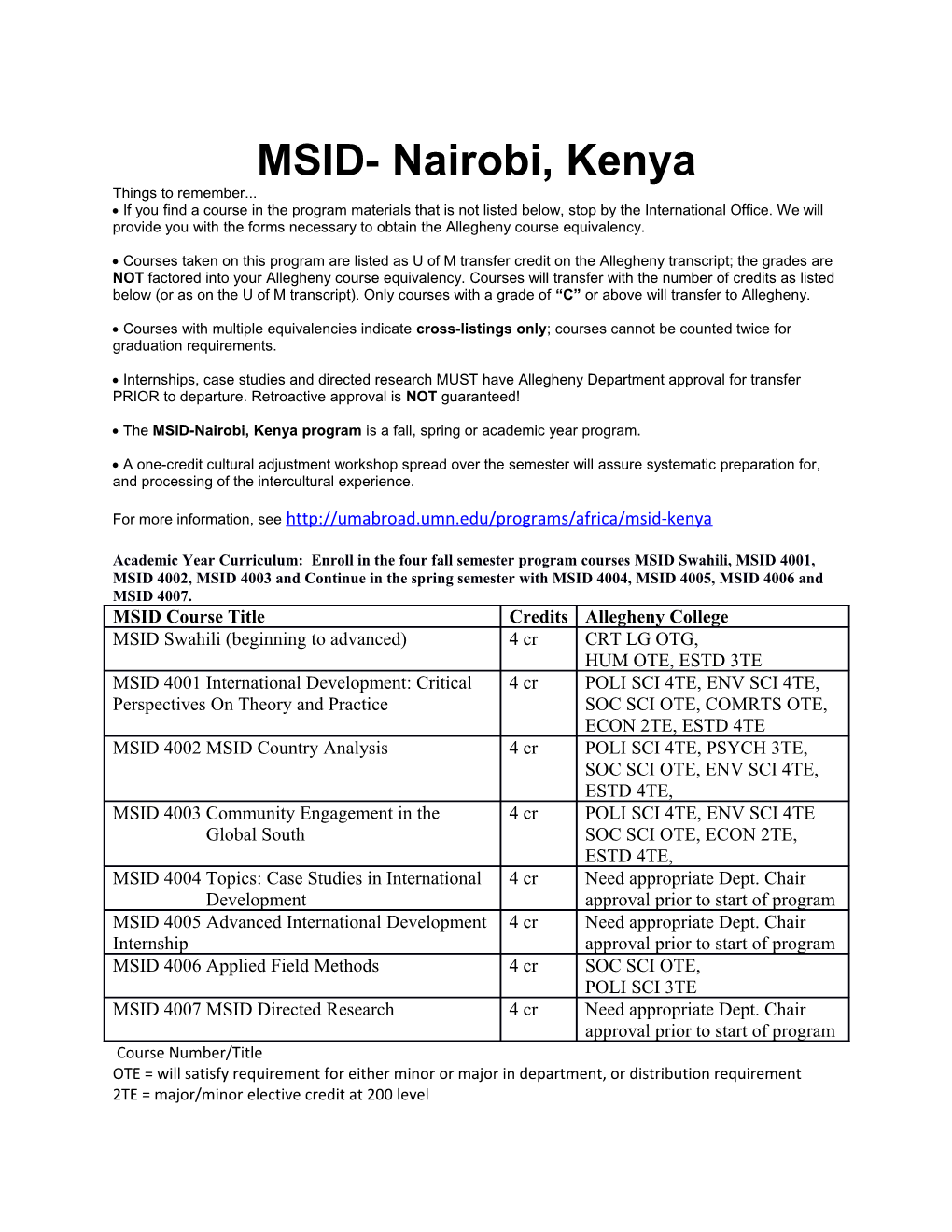 MSID- Nairobi, Kenya
