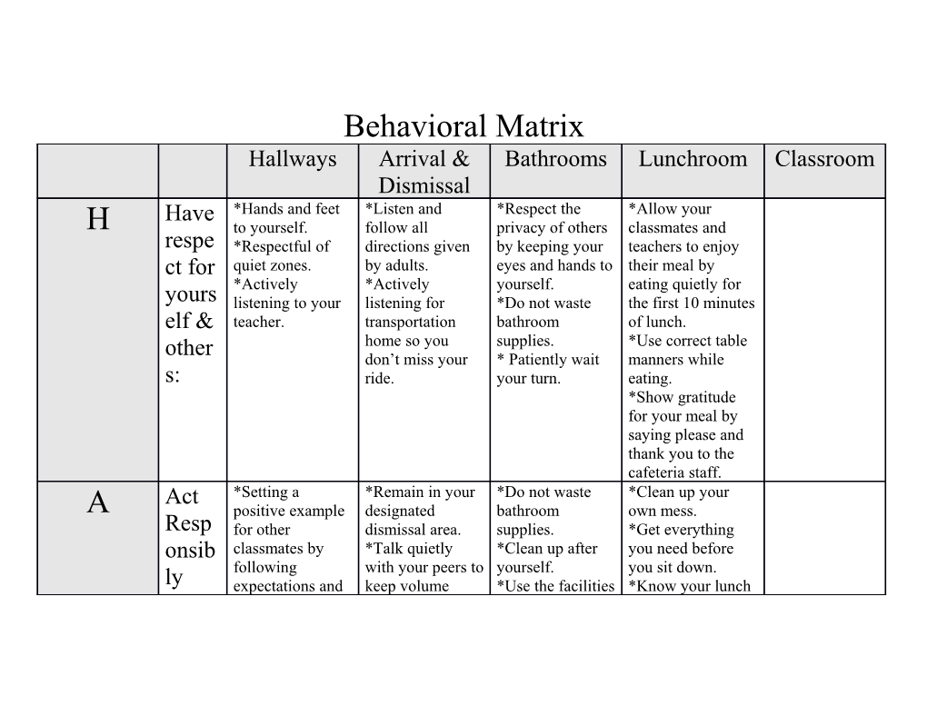 Behavioral Matrix