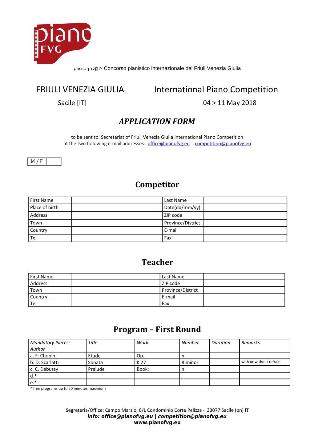 Piano Fvgconcorso Pianistico Internazionale Del Friuli Venezia Giulia