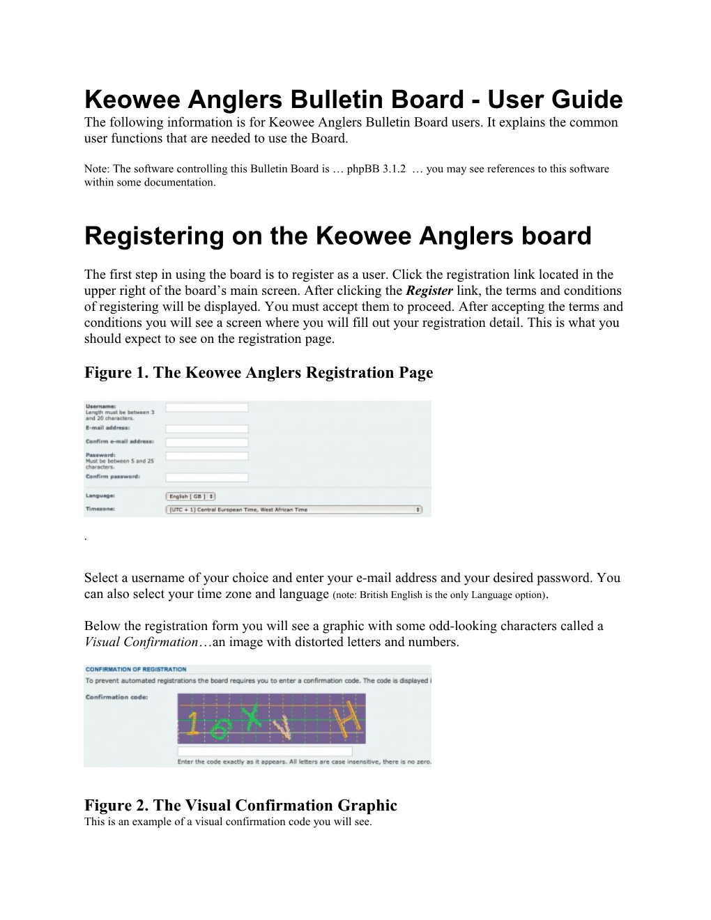 Keowee Anglers Bulletin Board - User Guide