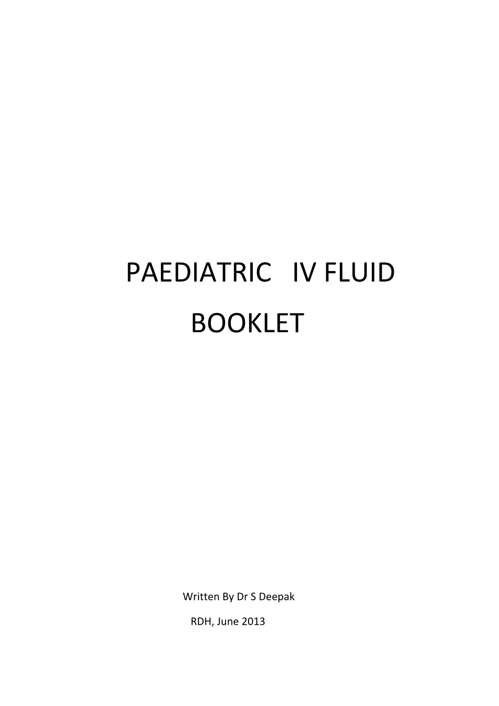 Paediatric Iv Fluid
