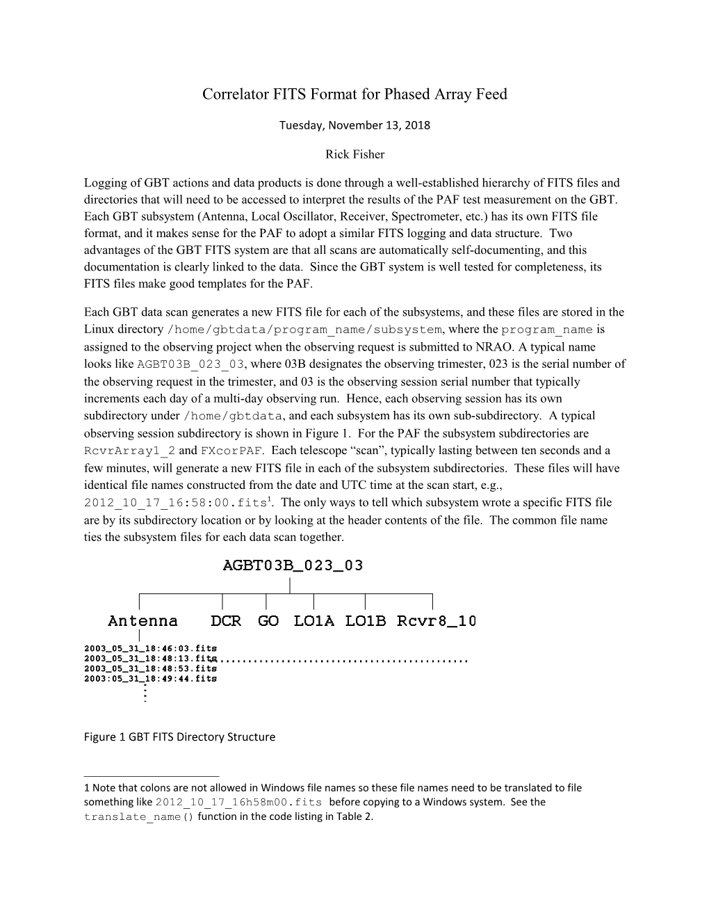 Correlator FITS Format for Phased Array Feed