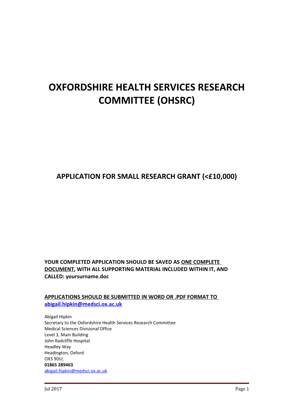 Oxfordshire Health Authority
