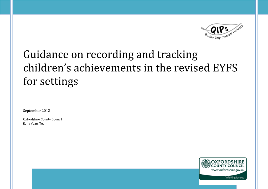Guidance on Recording and Tracking Children S Achievements in the Revised EYFS for Settings