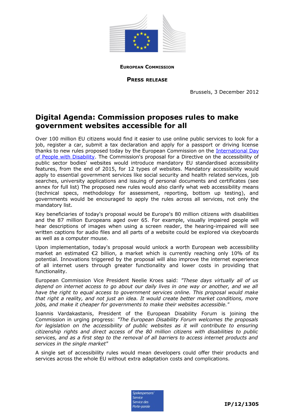 Digital Agenda: Commission Proposes Rules to Make Governmentwebsites Accessible for All