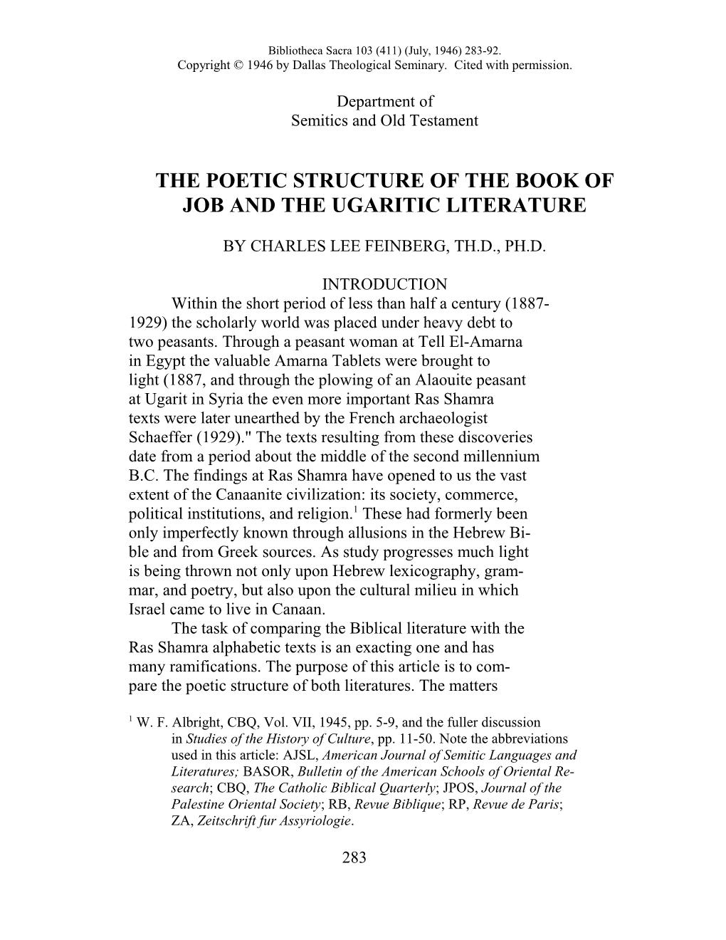The Poetic Structure of the Book Of