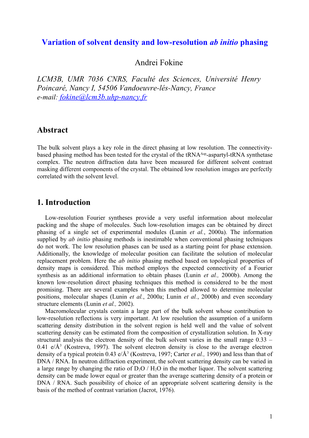 Role of the Bulk Solvent in the Low-Resolution Ab Initio Phasing