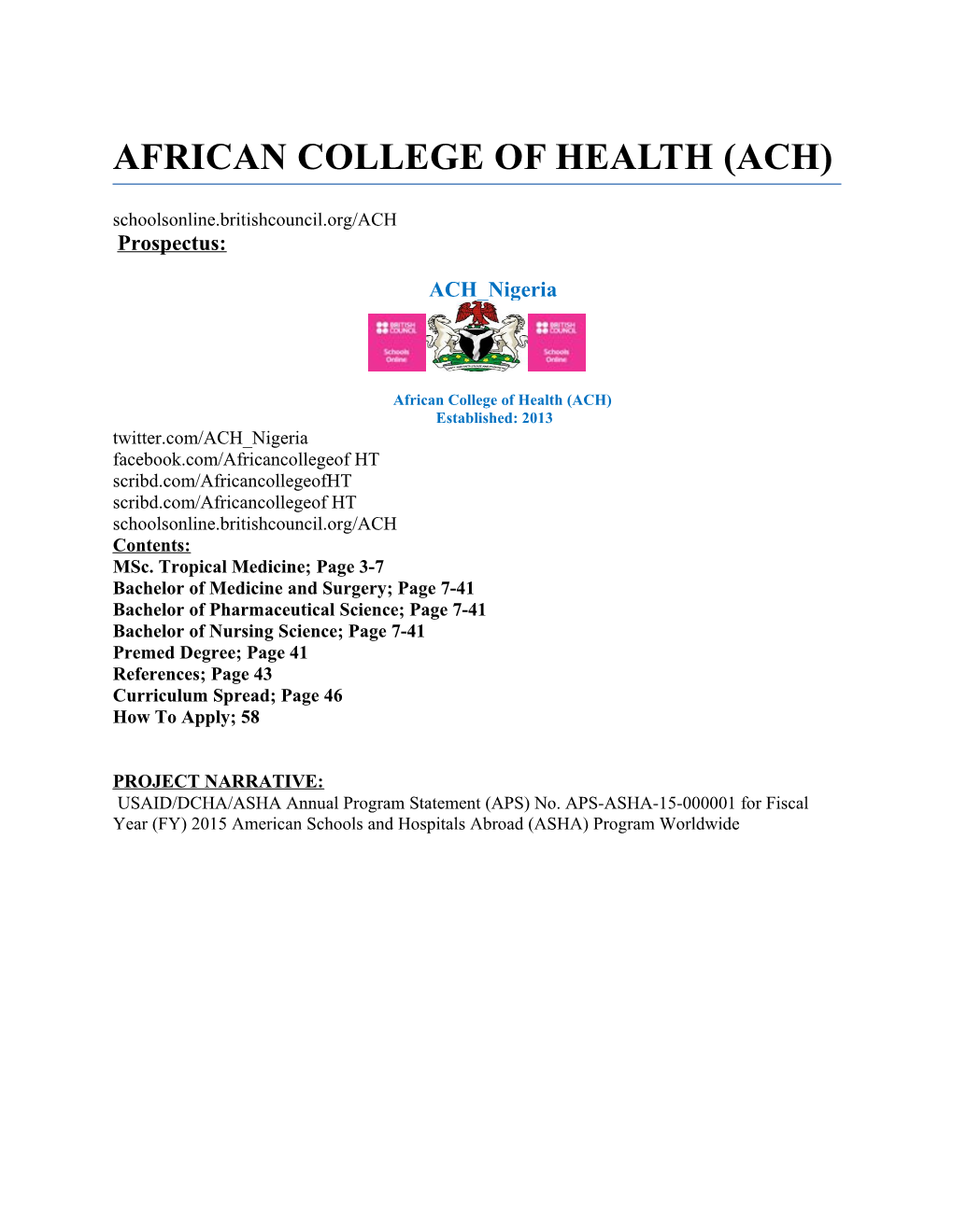 African College of Health (Ach)