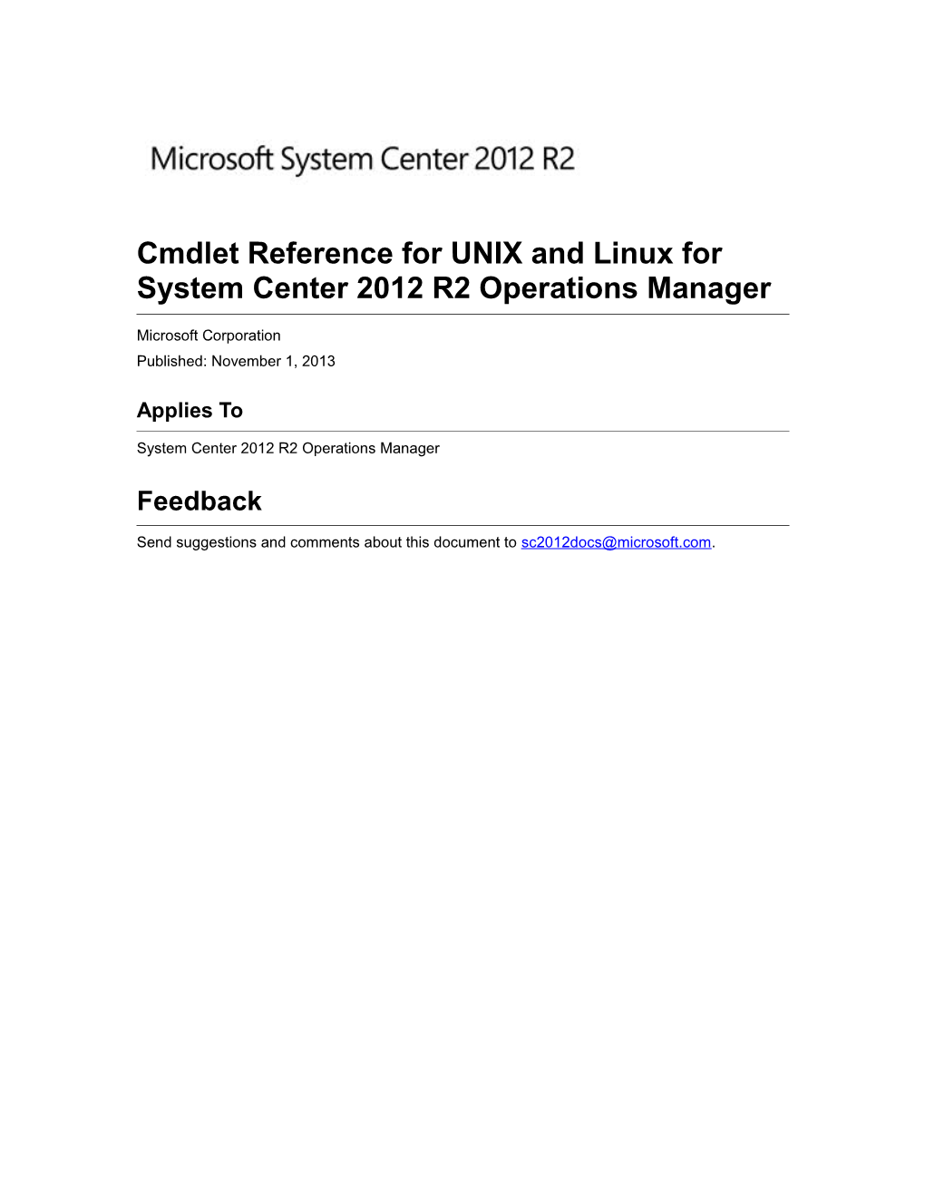 Cmdlet Reference for UNIX and Linux for System Center 2012 R2 Operations Manager