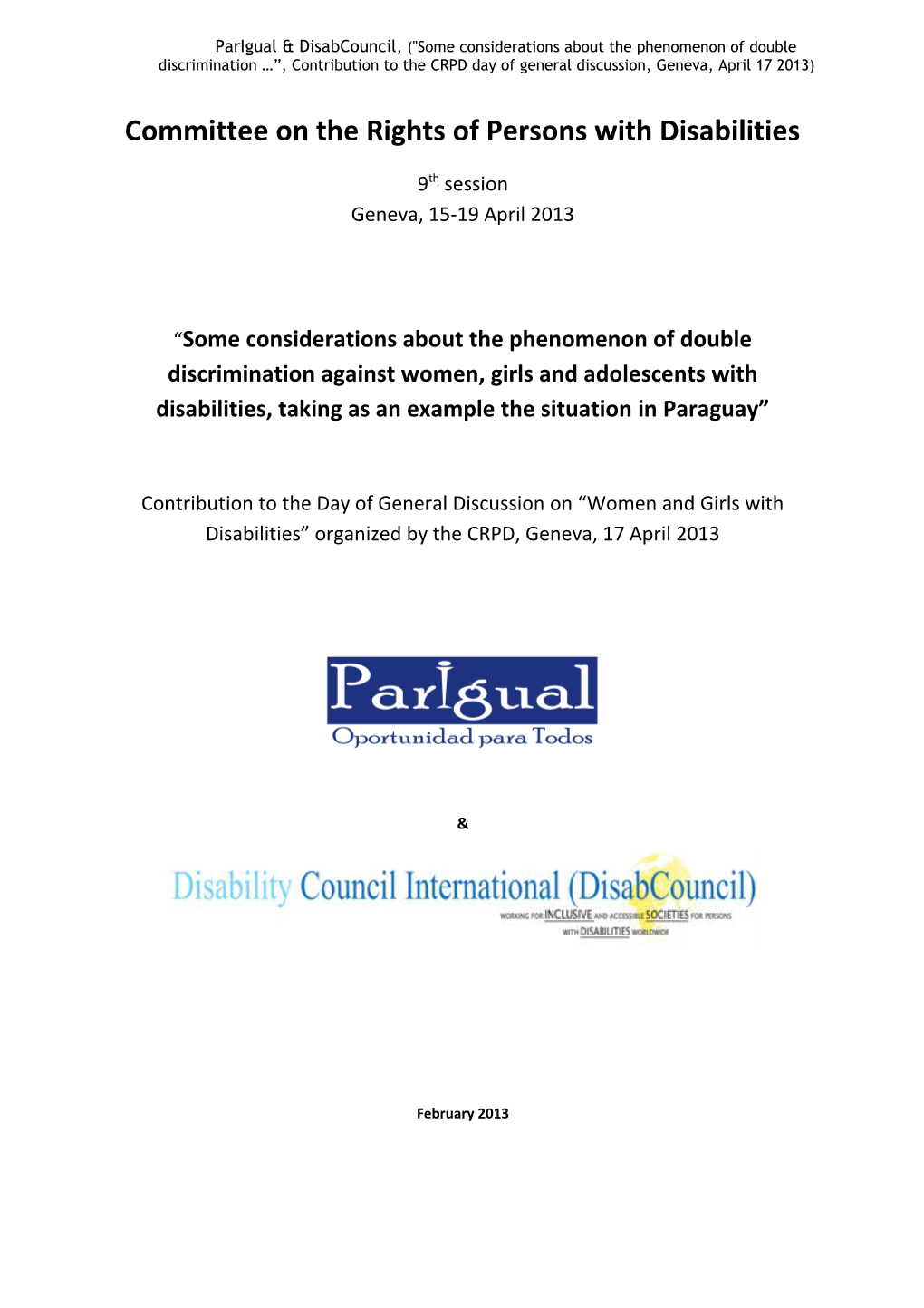 Parigual & Disabcouncil, ( Some Considerations About the Phenomenon of Double