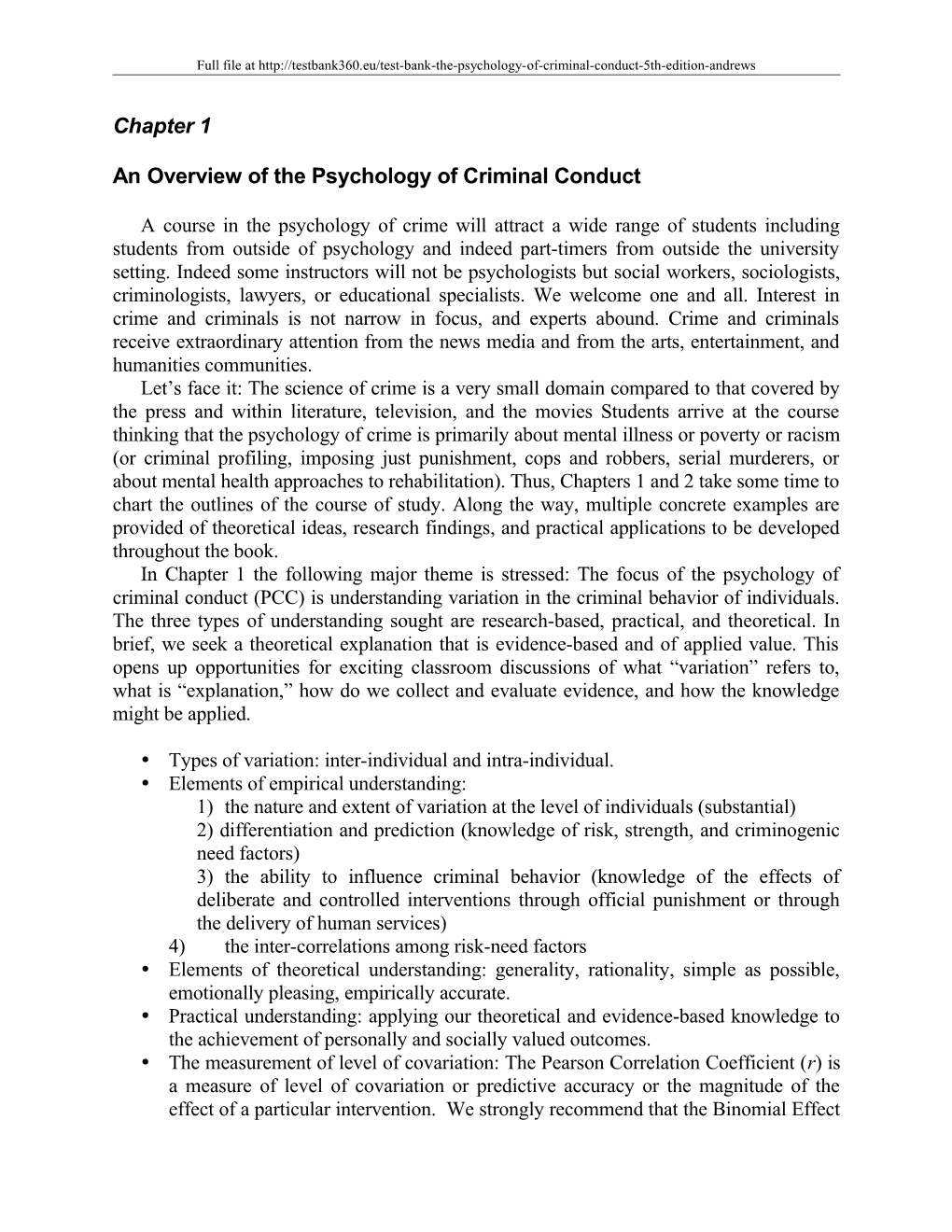 An Overview of the Psychology of Criminal Conduct