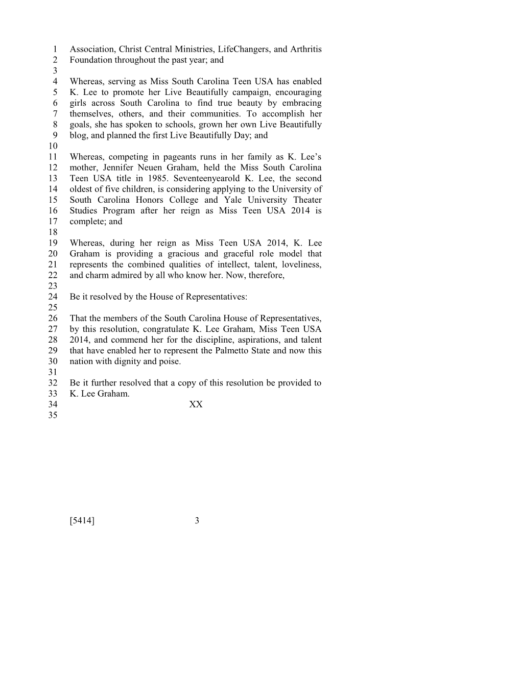 2013-2014 Bill 5414: K. Lee Graham - South Carolina Legislature Online