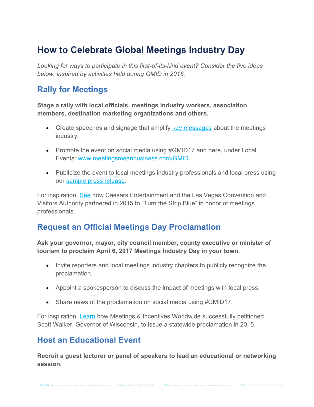 How to Celebrate Global Meetings Industry Day