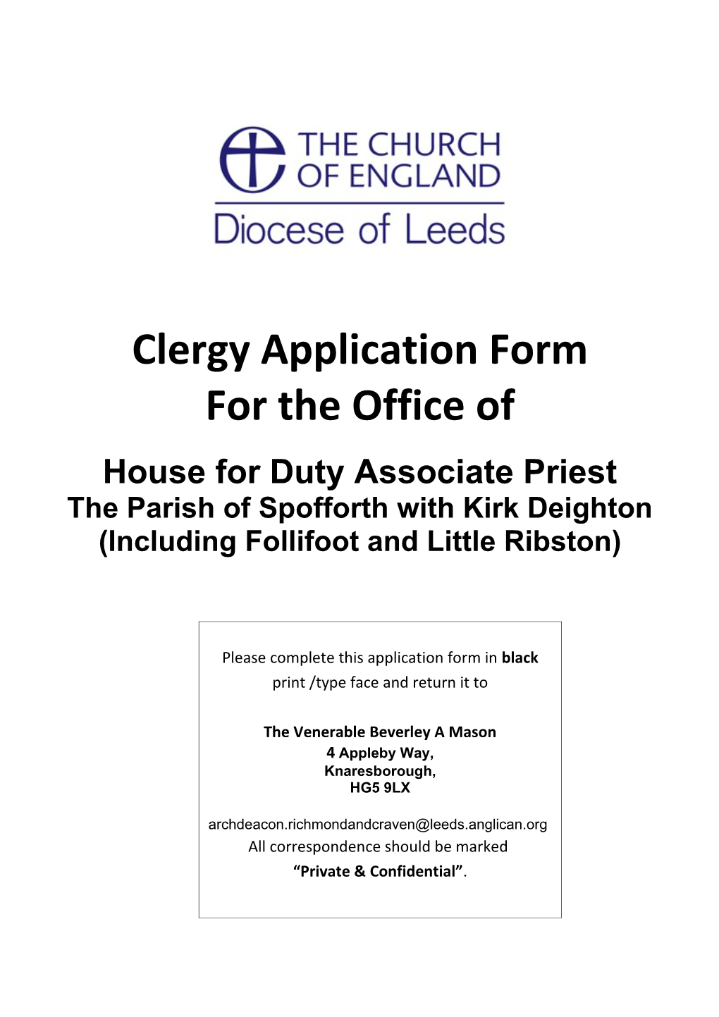 Clergy Application Form