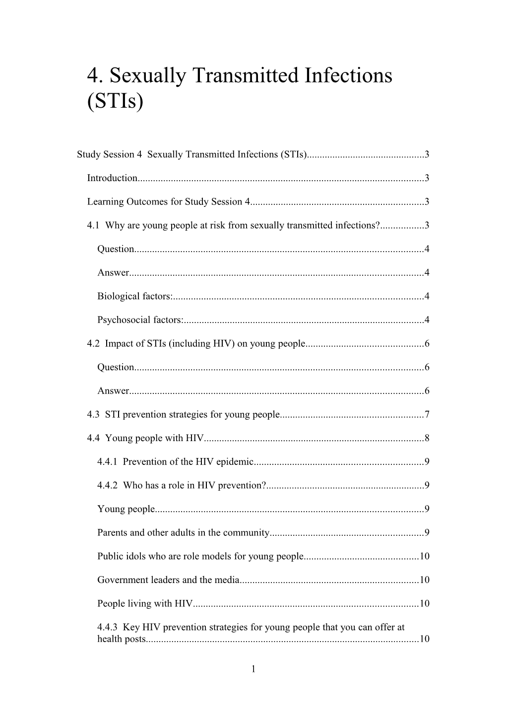 4. Sexually Transmitted Infections (Stis)