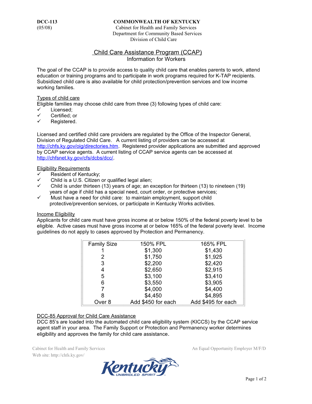 Child Care Assistance Program (CCAP)