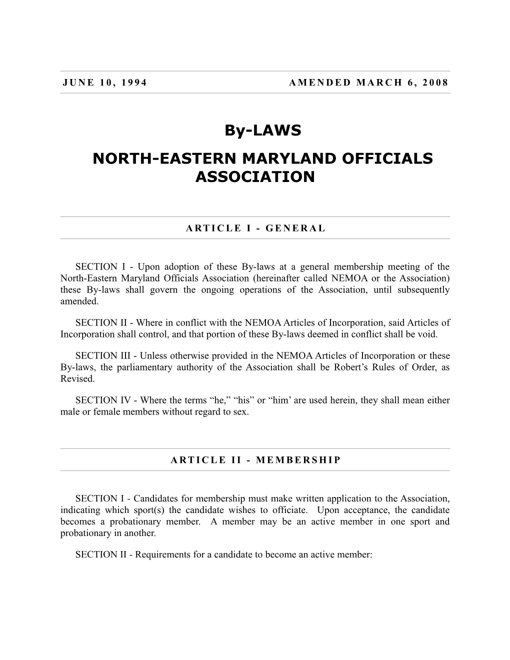 North-Eastern Maryland Officials Association