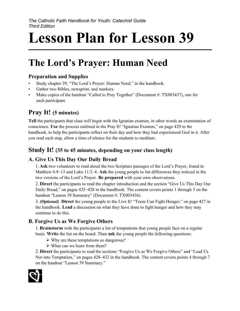 Lesson Plan for Lesson 39