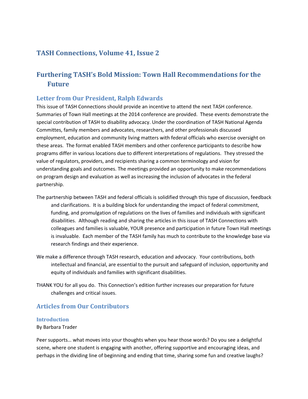 TASH Connections, Volume 41, Issue 2