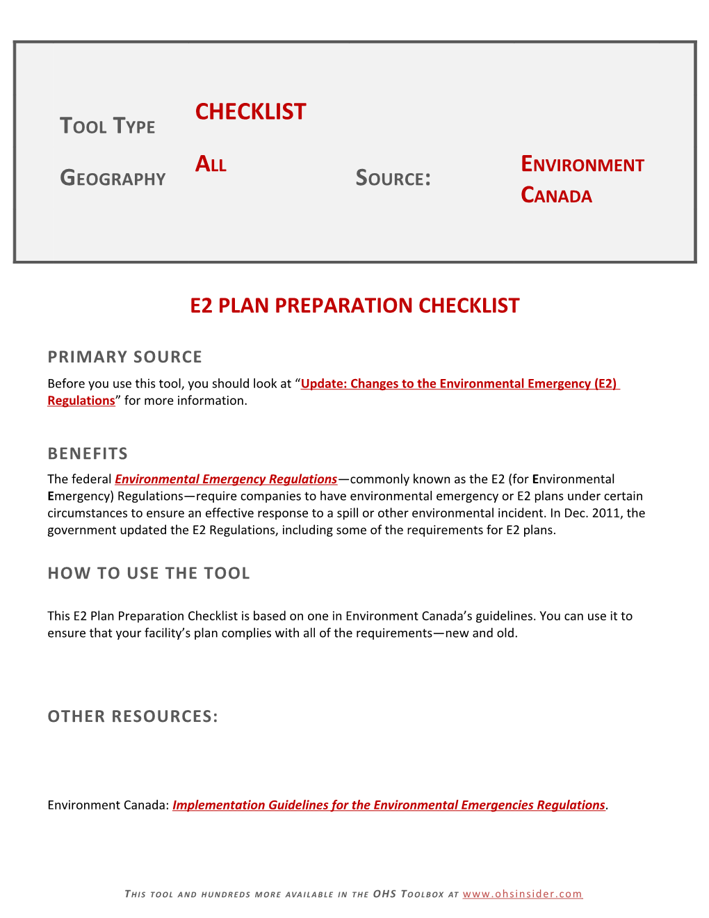 E2 Planpreparation Checklist