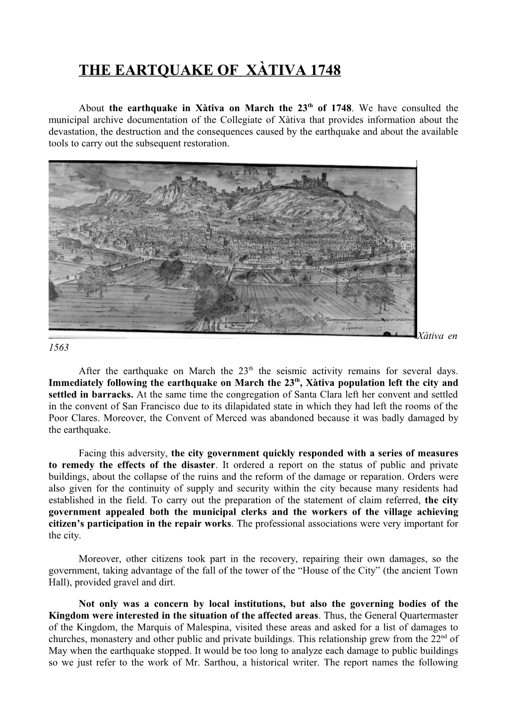 The Eartquake of Xàtiva 1748